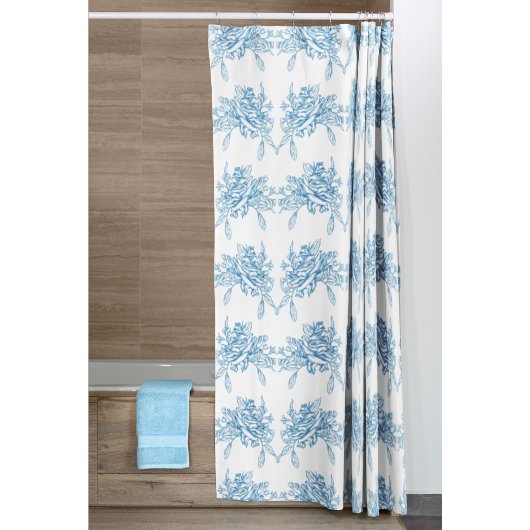 Blauw Frans Toile patroon Douchegordijn