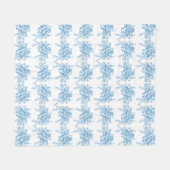 Blauw Frans Toile-patroon Fleece Deken (Voorkant (Horizontaal))