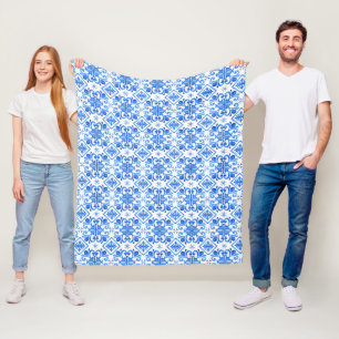 Blauw Frans Toile patroon Fleece Deken