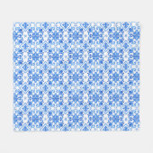 Blauw Frans Toile patroon Fleece Deken (Voorkant (Horizontaal))