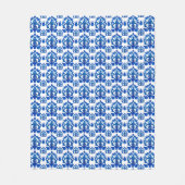 Blauw Frans Toile Patroon Fleece Deken (Voorkant)
