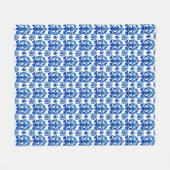 Blauw Frans Toile Patroon Fleece Deken (Voorkant (Horizontaal))