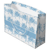 Blauw Frans Toile patroon Groot Cadeauzakje (Achterkant Gekanteld)