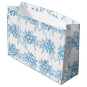 Blauw Frans Toile patroon Groot Cadeauzakje (Achterkant Gekanteld)