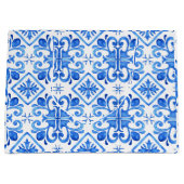 Blauw Frans Toile patroon Groot Cadeauzakje (Voorkant)