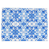 Blauw Frans Toile patroon Groot Cadeauzakje (Achterkant)