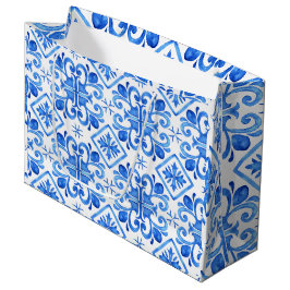 Blauw Frans Toile patroon Groot Cadeauzakje