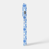 Blauw Frans Toile patroon iPhone Hoesje (Linkerkant)