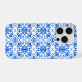 Blauw Frans Toile patroon iPhone Hoesje (Achterkant horizontaal)