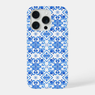 Blauw Frans Toile patroon iPhone 15 Pro Case