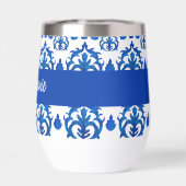Blauw Frans Toile Patroon Monogram Naam (Achterkant)