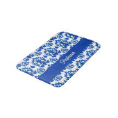 Blauw Frans Toile patroon naam monogram Badmat (Gekanteld)