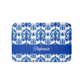 Blauw Frans Toile patroon naam monogram Badmat (Voorkant)