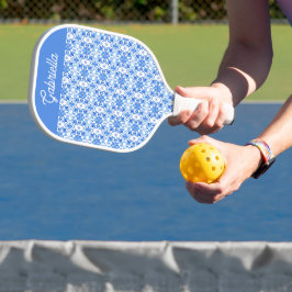 Blauw Frans Toile Patroon Naam Pickleball Paddle