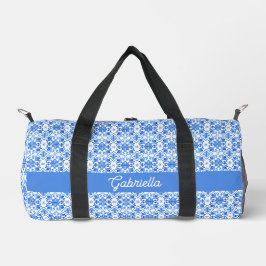 Blauw Frans Toile Patroon Naam Plunjezak