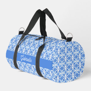 Blauw Frans Toile Patroon Naam Plunjezak
