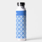 Blauw Frans Toile Patroon Naam Waterfles (Links)