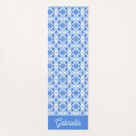 Blauw Frans Toile patroon naam Yogamat