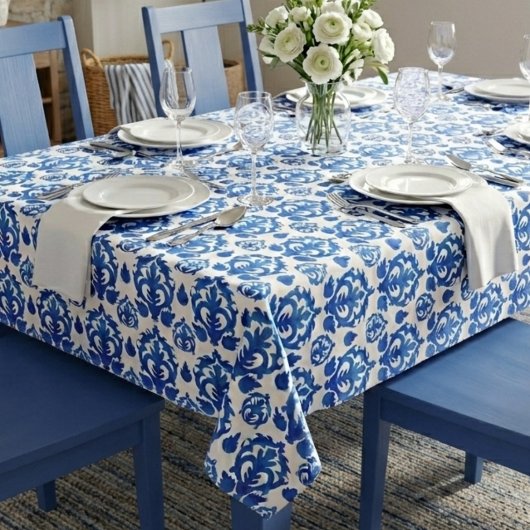 Blauw Frans Toile Patroon Tafelkleed