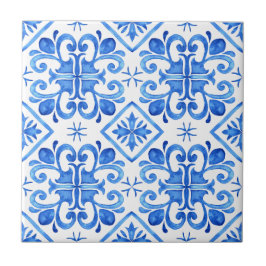 Blauw Frans Toile patroon Tegeltje