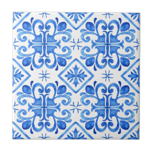 Blauw Frans Toile patroon Tegeltje