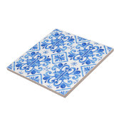 Blauw Frans Toile patroon Tegeltje (Zijkant)