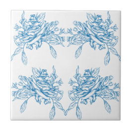 Blauw Frans Toile patroon Tegeltje