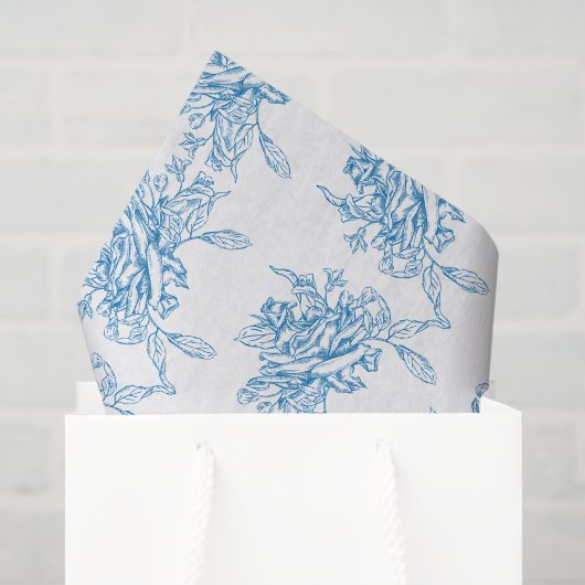 Blauw Frans Toile patroon Tissuepapier (Cadeauzakje)