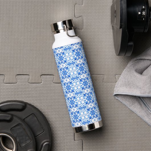 Blauw Frans Toile patroon Waterfles (Gym)