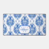 Blauw Frans Toile Patroonnaam Monogram Bureaumat (Voorkant)