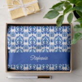 Blauw Frans Toile-patroonnaam Tissuepapier (Geschenk)