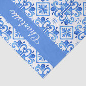 Blauw Frans Toile patroonnaam Tissuepapier (Detail)