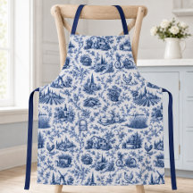 Blauw Frans Toile Platteland Rozen Tak Patroon 