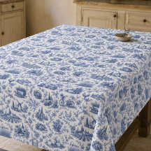 Blauw Frans Toile Platteland Rozen Tak Patroon