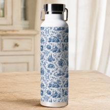 Blauw Frans Toile Platteland Rozen Tak Patroon