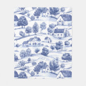 Blauw Frans Toile Plattelandspatroon Fleece Deken (Voorkant)