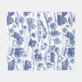 Blauw Frans Toile Plattelandspatroon Fleece Deken (Voorkant (Horizontaal))