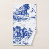 Blauw Frans Toile Ronde Bad Handdoek (Handdoek)