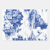 Blauw Frans Toile Ronde Inpakpapier Vel (Voorkant)