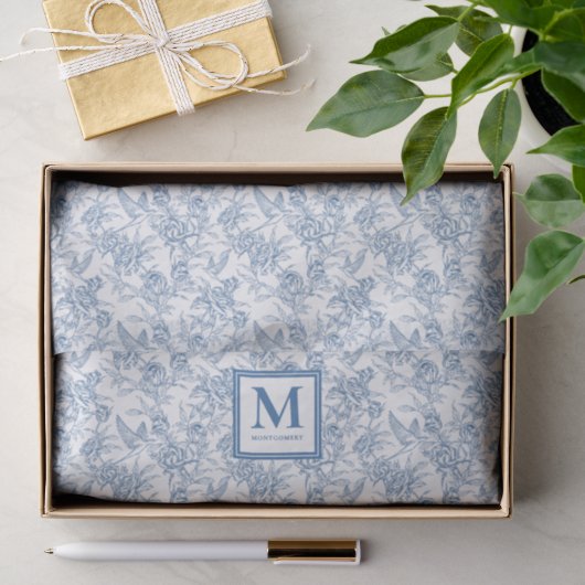 Blauw Frans toile Tissuepapier (Geschenk)