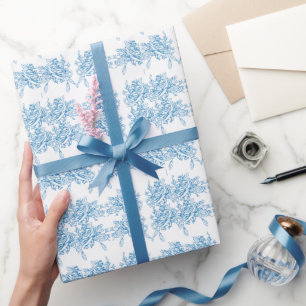 Blauw Frans Toilepatroon Cadeaupapier