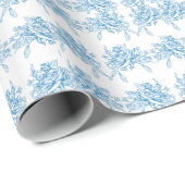 Blauw Frans Toilepatroon Cadeaupapier (Rol Hoek)