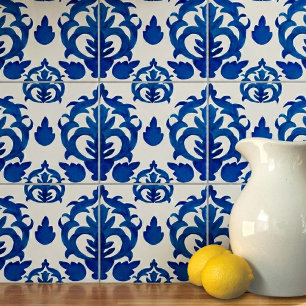 Blauw Frans Toilepatroon Tegeltje