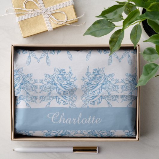 Blauw Frans Toilepatroon Tissuepapier (Geschenk)