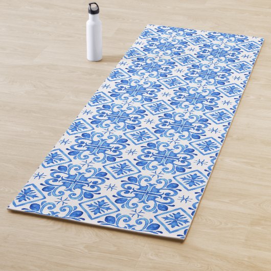 Blauw Frans Toilepatroon Yogamat (In situ)