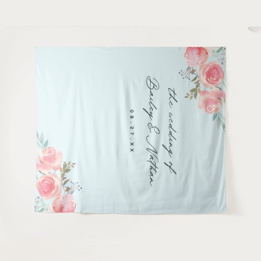 Blauw Frans Tuin Trouwfotografie Achtergrond Wandkleed (Voorkant (horizontaal))