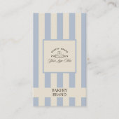  Blauw Franse Bakkerij Logo Groot Gestreept Visitekaartje (Voorkant)