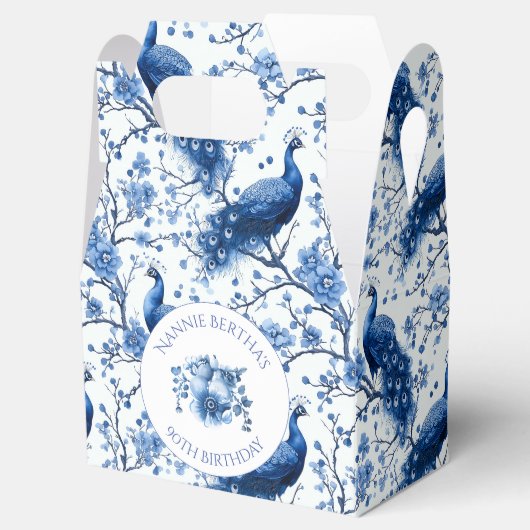  Blauw Franse Chinoiserie Peacock Floral Bedankdoosjes