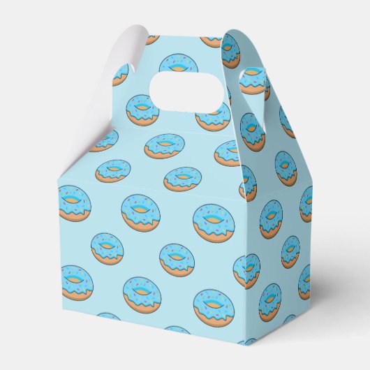 Blauw Frosted Donut met Sprinkles Cartoon Bedankdoosjes (Achterkant)