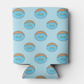 Blauw Frosted Donut met Sprinkles Cartoon Blikjeskoeler (Achterkant)